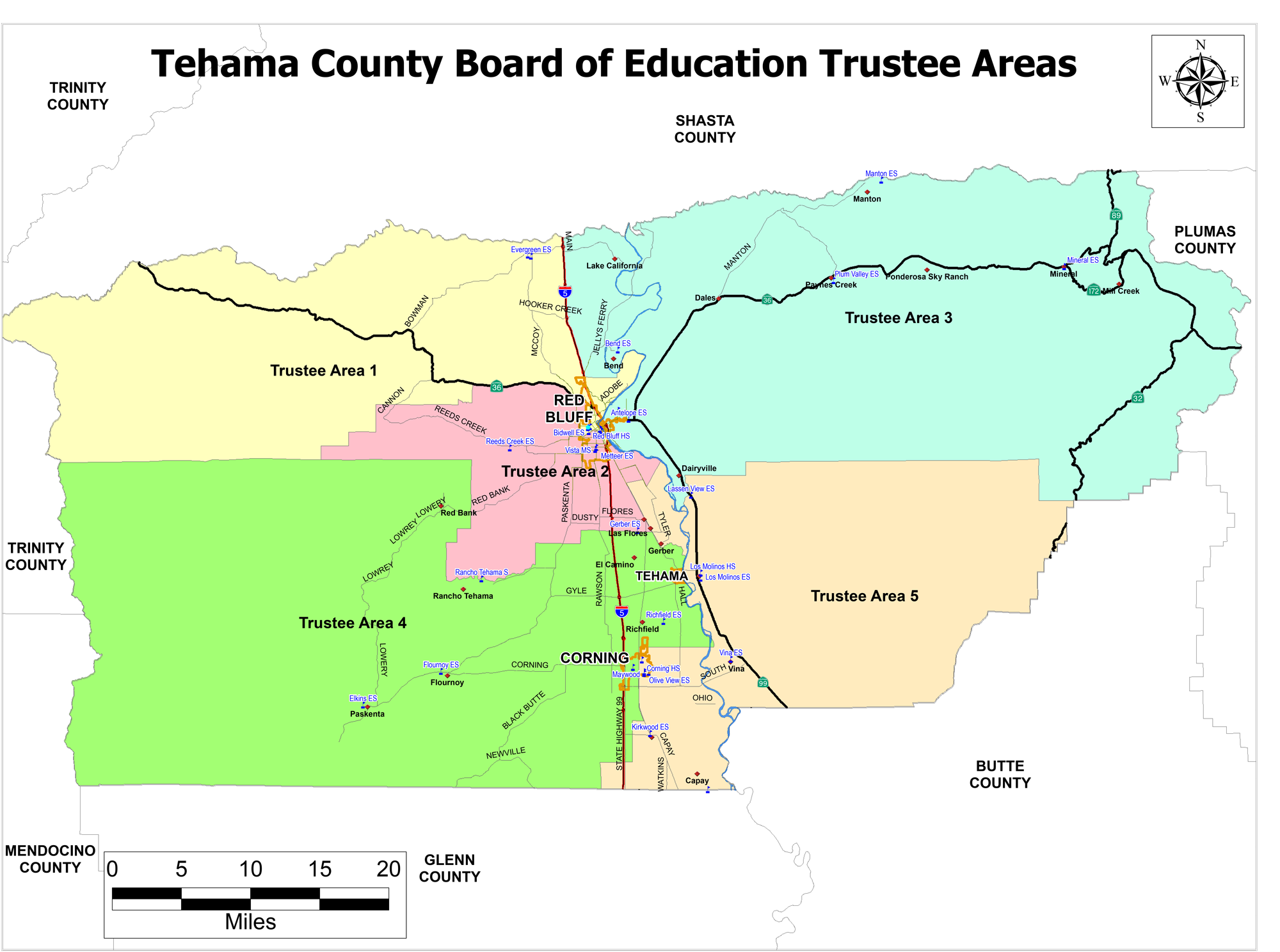 map of tehama county and the trustee areas